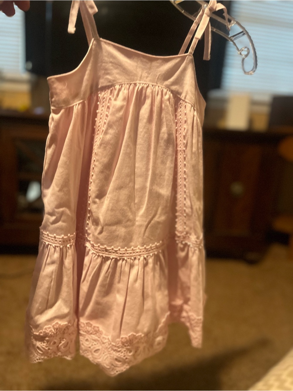 Janie and Jack Pale Pink Eyelet Tie-Shoulder Sundress